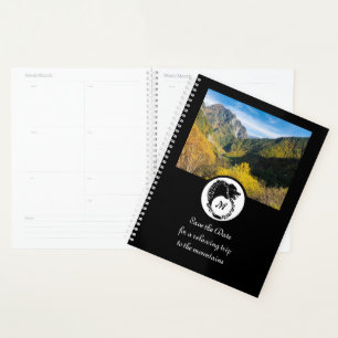 Agenda Foto de Laurel Monograma do Lobo Negro Tribal Silh