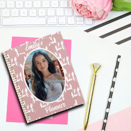 Agenda Foto e nome para garotas - Padrão de folha cor-de-