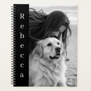 Agenda Foto e Nome Personalizados Preto e Branco