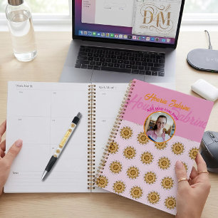 Agenda Foto Moderna de Mandala Floral em Laranja com Efei