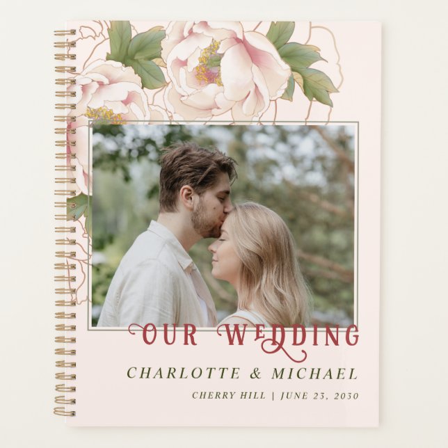 Agenda Foto personalizada Blush Pink Peony Floral (Frente)