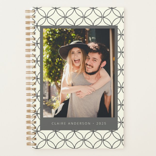 Agenda Foto Personalizada de Arte em Linha Branca na moda (Frente)