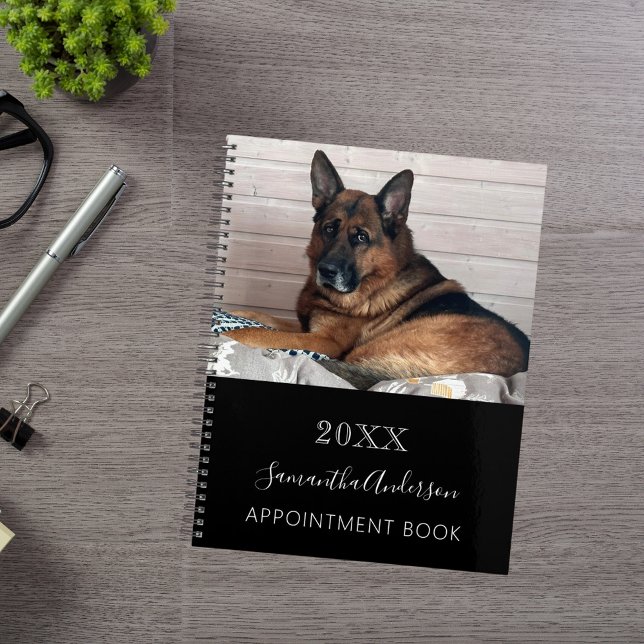 Agenda Foto personalizada de cão preto branco (Criador carregado)