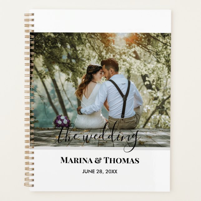 Agenda Foto personalizada de casamento com caligrafia mod (Frente)