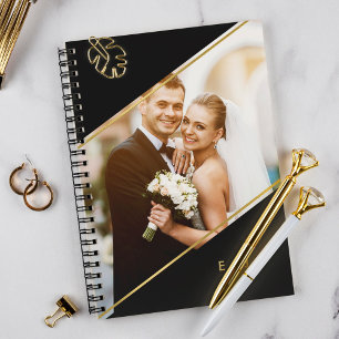 Agenda Foto personalizada monograma de ângulo minimalista