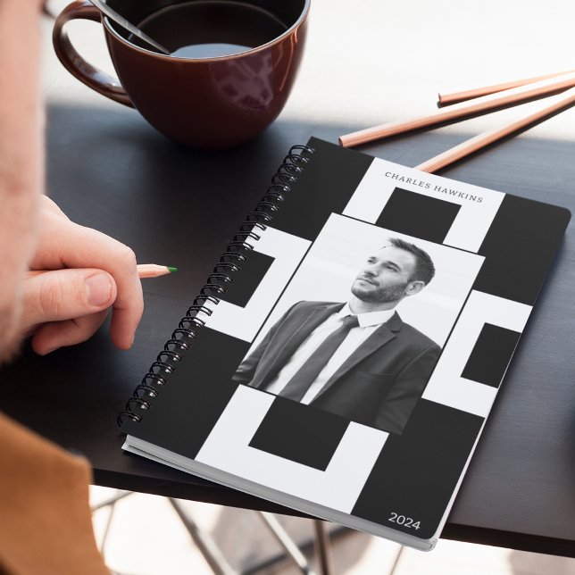 Agenda Foto personalizada profissional em preto e branco (Criador carregado)