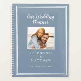 Agenda Foto personalizada Simples Casamento Azul e Branco