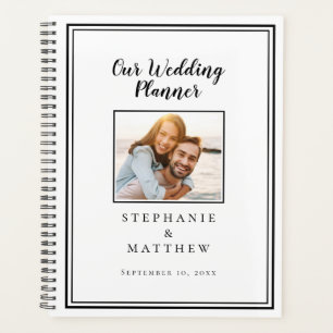 Agenda Foto personalizada Simples Casamento Branco e Pret