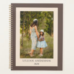 Agenda Foto personalizada simples Na moda Boho Brown<br><div class="desc">Planeje seus dias,  semanas e meses com este simples e na moda,  planejador marrom para café com sua foto favorita e personalizado com seu nome. ideia de presente de excelente.</div>