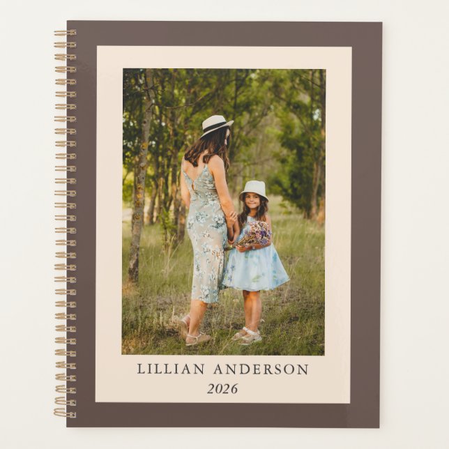 Agenda Foto personalizada simples Na moda Boho Brown (Frente)