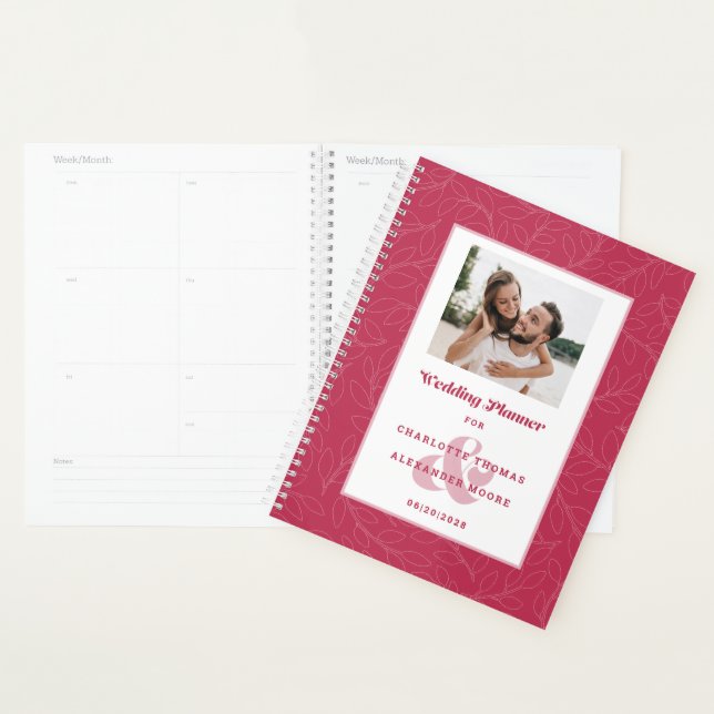 Agenda Foto personalizada Trendy Magenta Red Casamento Me (Exibição)