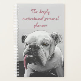 Agenda Foto rosa branca preta de buldogue motivadora
