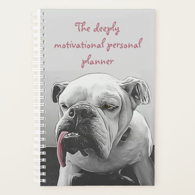 Agenda Foto rosa branca preta de buldogue motivadora (Frente)