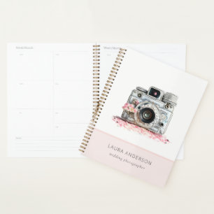 Agenda Fotografia da câmera floral cor-de-rosa Elegante