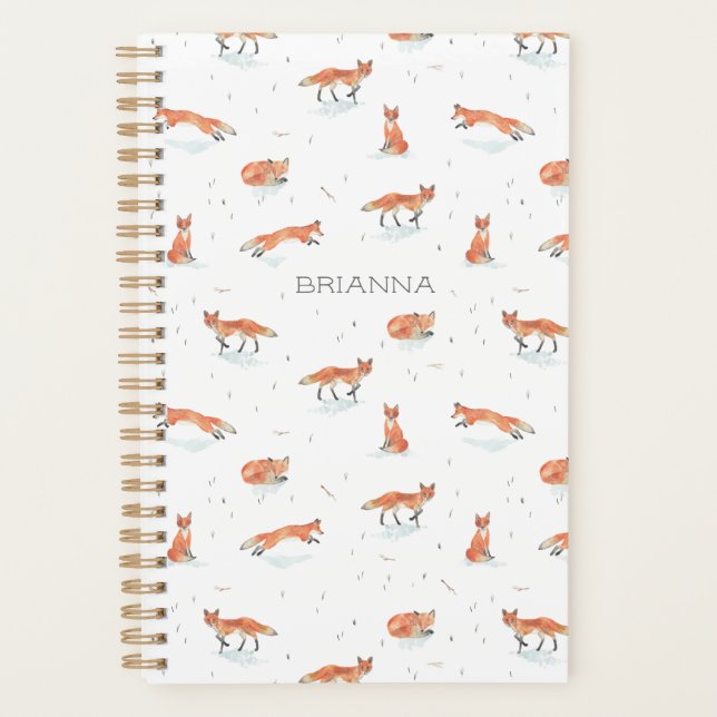 Agenda Fox personalizada de aquarela (Frente)