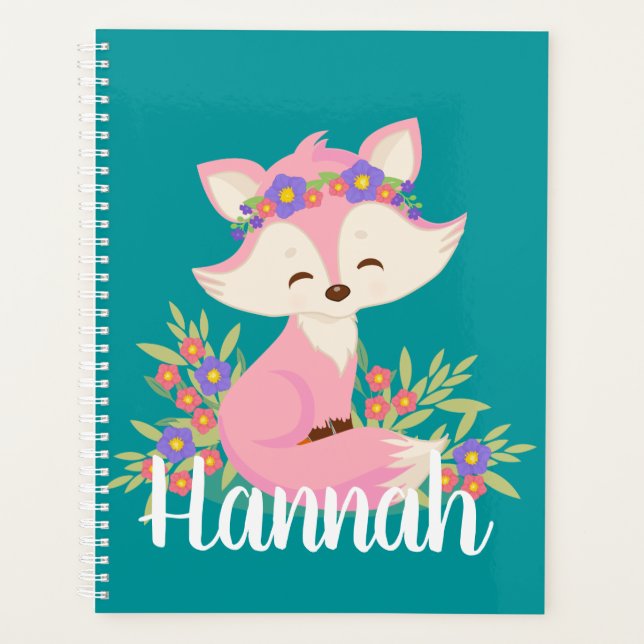 Agenda Fox rosa doce personalizada (Frente)