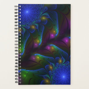 Agenda Fractal Abstrato de Disquete Moderno e Luminoso Co