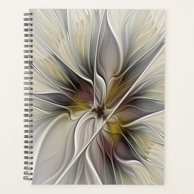 Agenda Fractal Floral, Flor Fantasia com Cores da Terra (Frente)