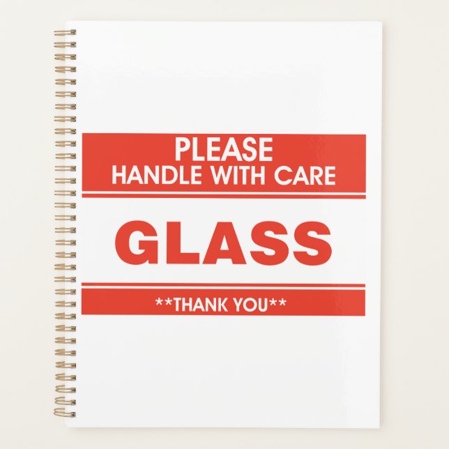 Agenda Fragile Glass Handle With Care Warning (Frente)
