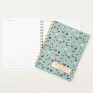 Agenda Frango Feliz Padrão Cinzas Quentes