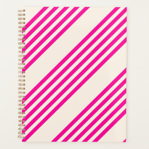 Agenda Fuchsia e beige cinco listras padrão