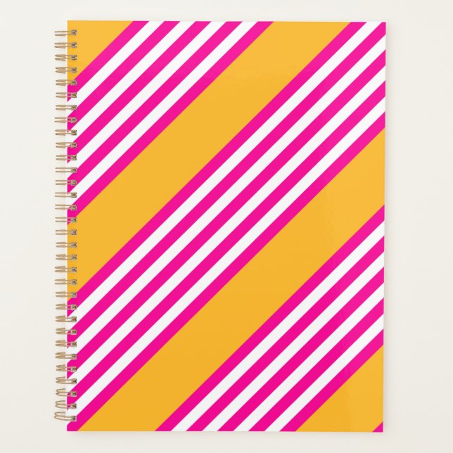 Agenda Fuchsia e padrão amarelo de cinco faixas (Frente)