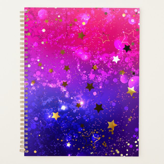 Agenda Fundo Azul Cor-de-rosa brilhante (Frente)