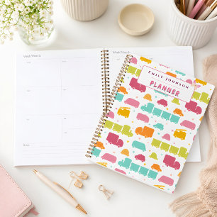Agenda Fundo Colorido Fofo com Nome Personalizado para Cr