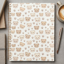 Agenda Fundo de capa de caderno com padrão de ursinho de 