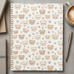 Agenda Fundo de capa de caderno com padrão de ursinho de 