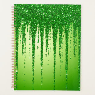 Agenda Fundo de gotejamento com brilho verde e faíscas