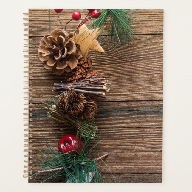 Agenda fundo de madeira com pínus (Frente)