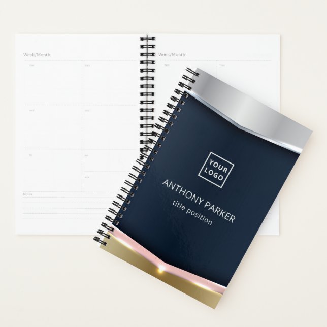 Agenda Fundo Metálico com Faixa Rosa (Exibição)