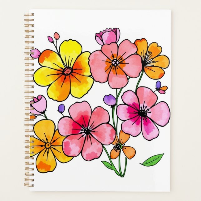 Agenda Funky Colorful Flowers (Frente)