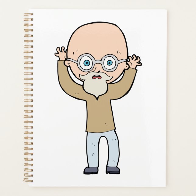 Agenda Funny Bald Quirky Old Man with Beard (Frente)