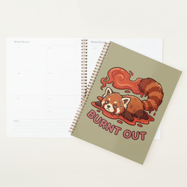 Agenda Funny Melting Red Panda Burnt Out Sticker | Cute  (Exibição)