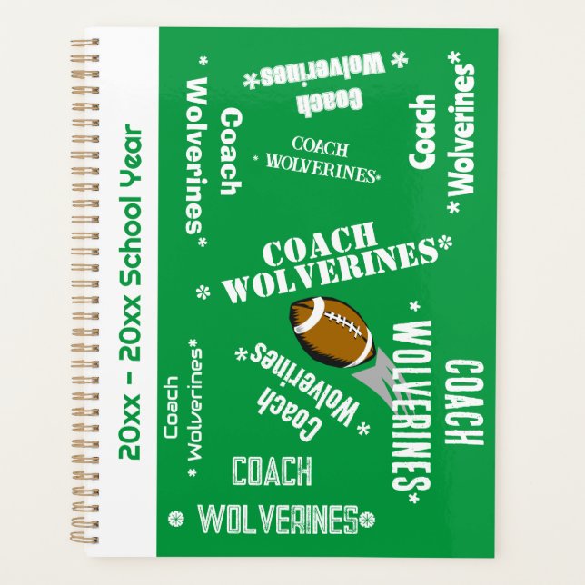 Agenda Futebol Coach Team Personalizado Verde e Branco (Frente)