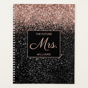 Agenda Futuro Casamento de Glitter Negra Negra Negra-Glit