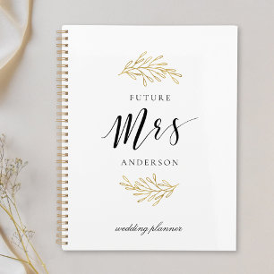 Agenda Futuro Casamento Senhora Folhagem Dourada Moderna