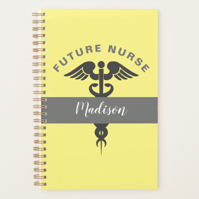 Agenda Futuro Enfermeiro Médico Caduceus Nome Amarelo (Frente)