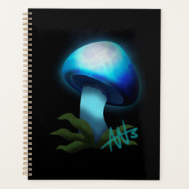 Agenda Galáxia Shiitake Brilhante Cogumelo Azul Claro