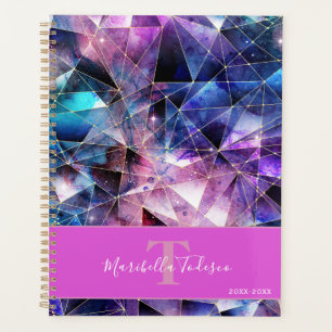 Agenda Galaxy Gemstone Crystal Purple Design geométrico