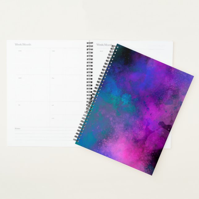 Agenda Galaxy Paint Eplatter verde roxo azul (Exibição)