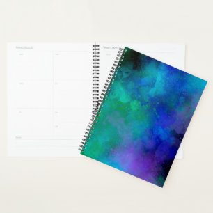 Agenda Galaxy Paint Splatter efeito verde azul
