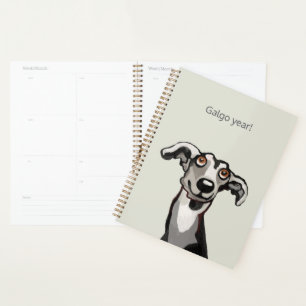 Agenda Galgo desenhando preto e branco e cinzas