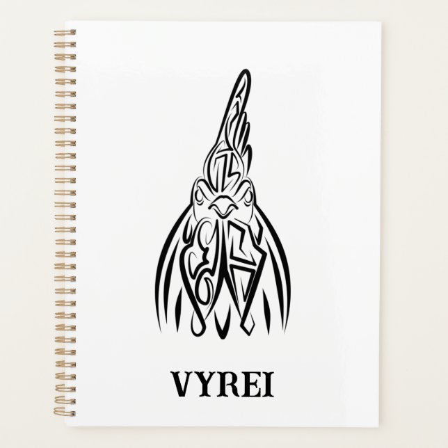 Agenda Galo Tribal Preto e Branco (Frente)