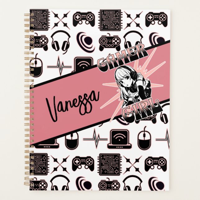 Agenda Gamer Girl personalizada | Jogos (Frente)