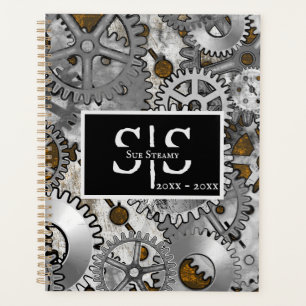 Agenda Ganchas de Steampunk Silver Grunge Brown Burnout