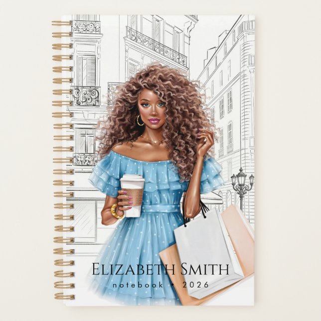 Agenda Garota Bonita com Café e Caderno de Compras (Frente)
