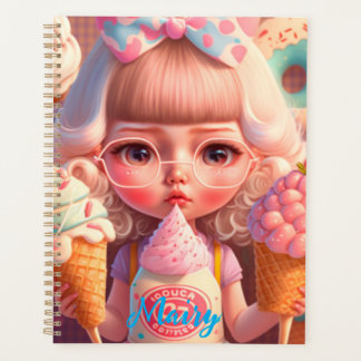 Agenda Garota bonita Kawaii com sorvete notebook